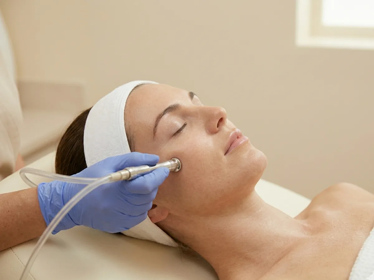 Diamond-tip microdermabrasion treatment on the jawline at 360 Radiance